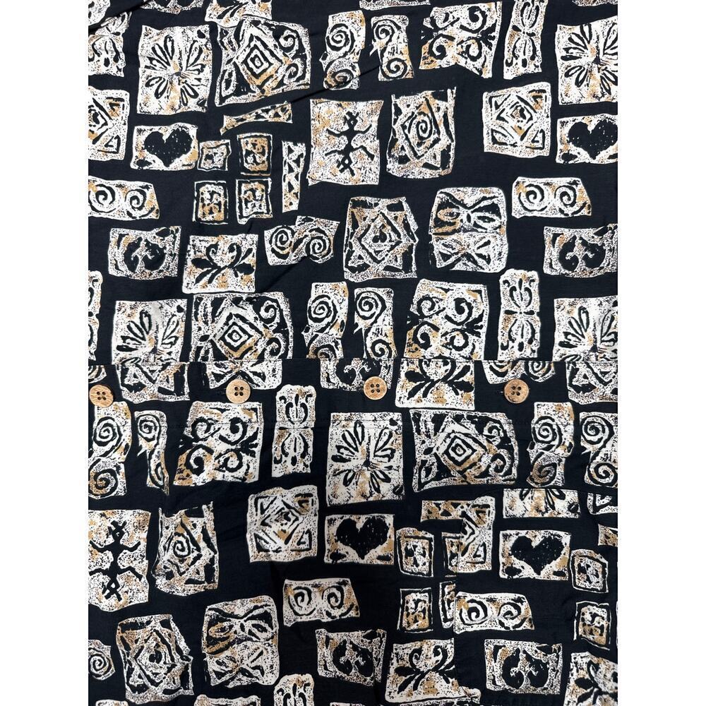 Gotcha Spozt Men’s XXL Button Down Shirt Black Tribal Print 100% Cotton Surf - Picture 6 of 6